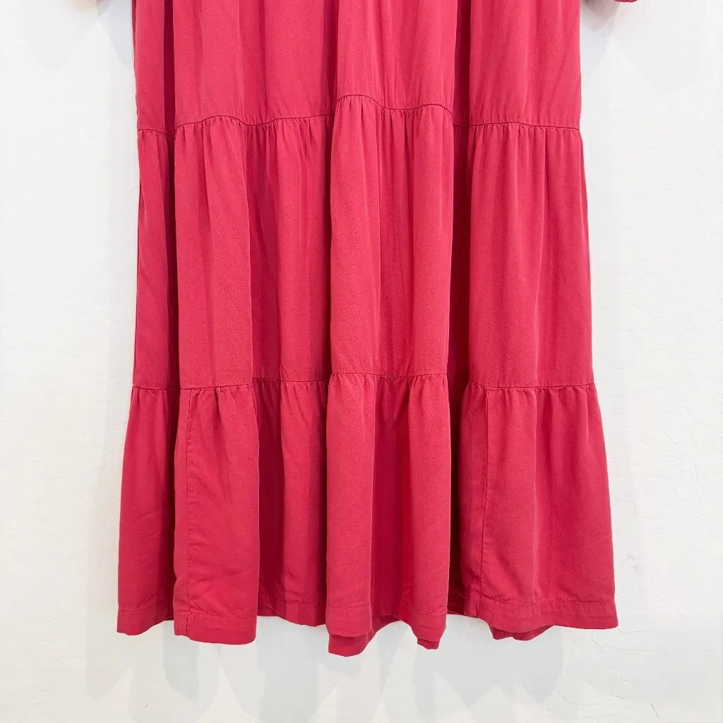 Chico’s Silk Blend Tiered Midi Shirt Dress Roll Tab A-Line Party Plus Size 14 - Image 3