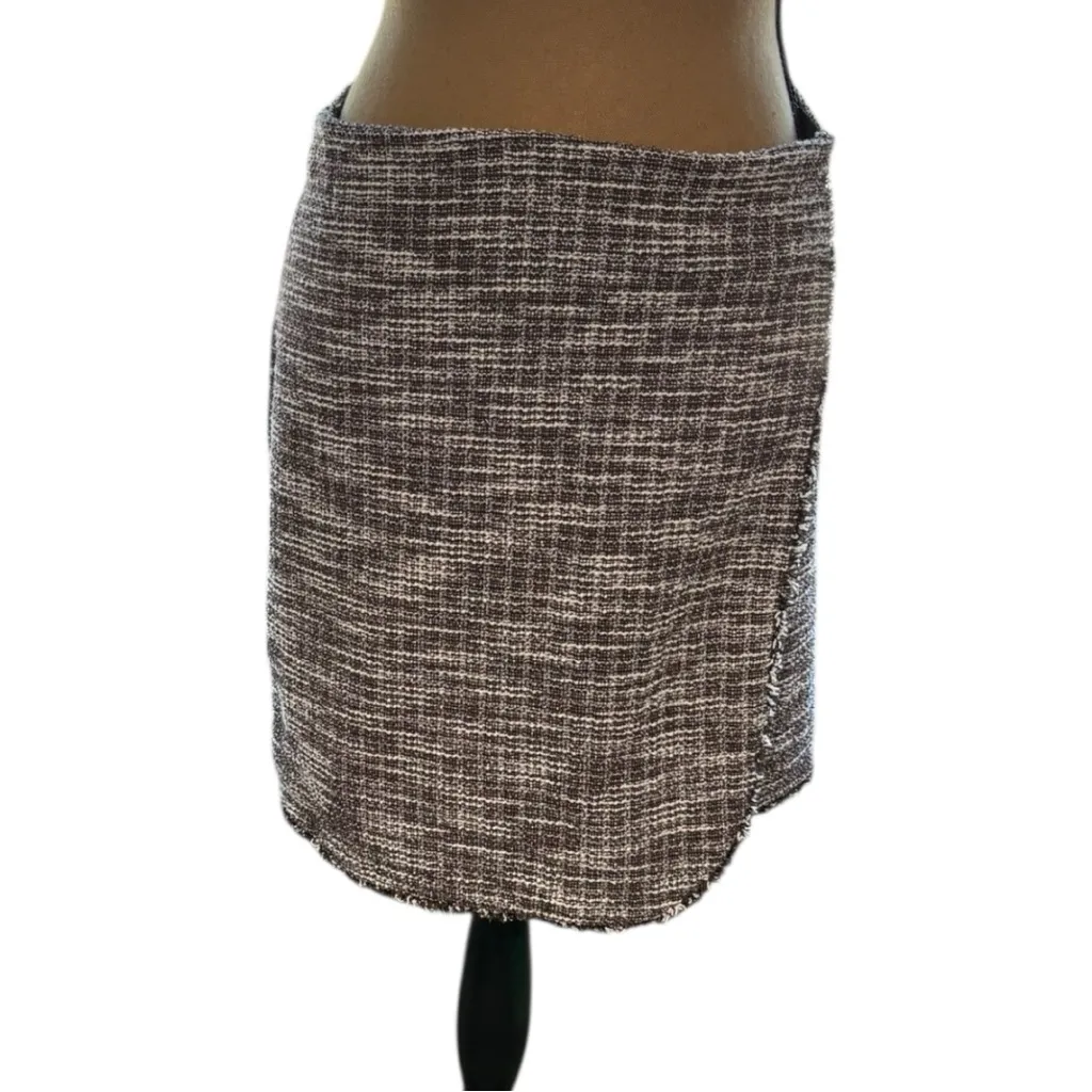 Max Studio Skirt Womens Size Large Brown Tweed Academia Old Money Mini Preppy - Image 4