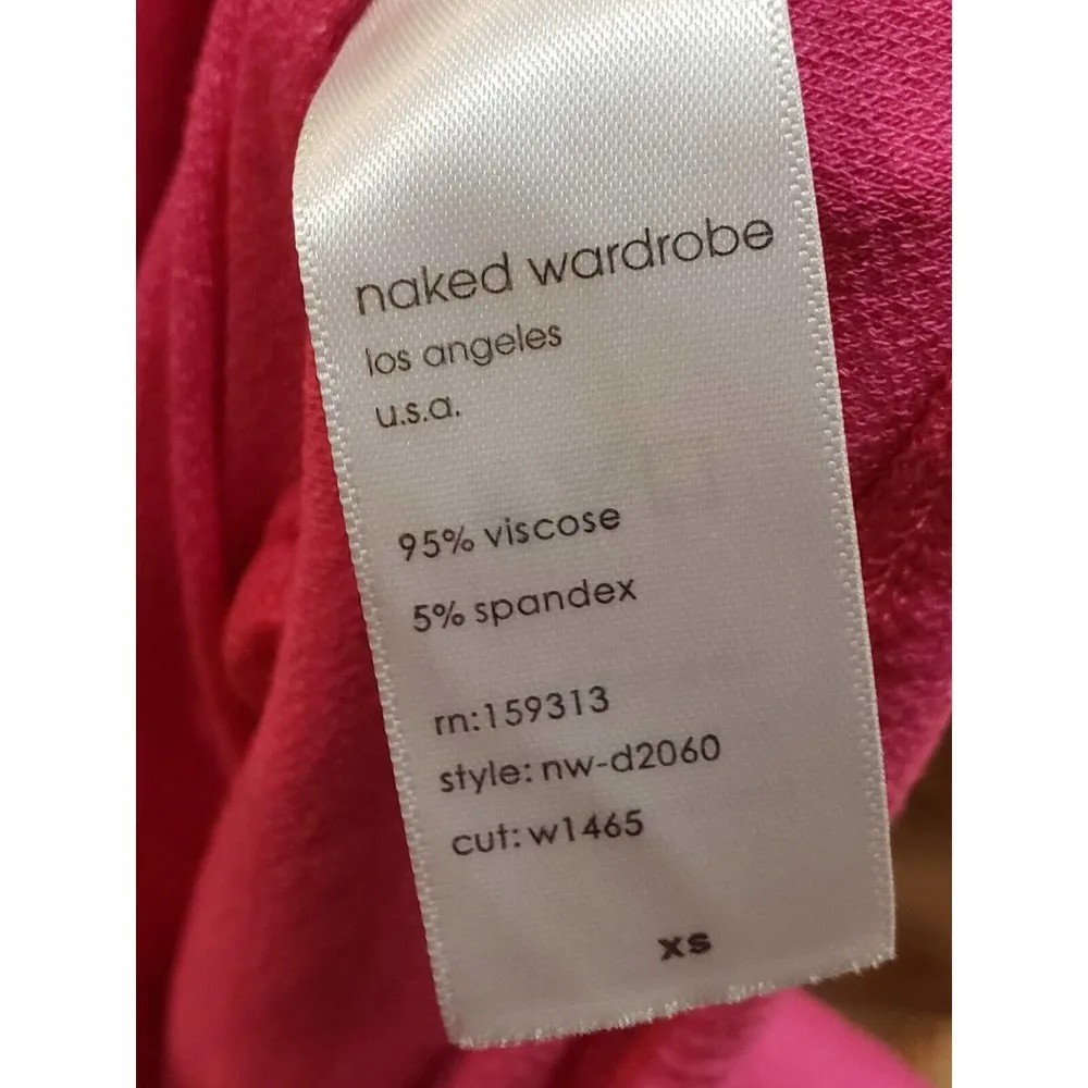 Naked Wardrobe Women's Pink Viscose Open Back Long Sleeve Knee Length Dress XS - Image 9