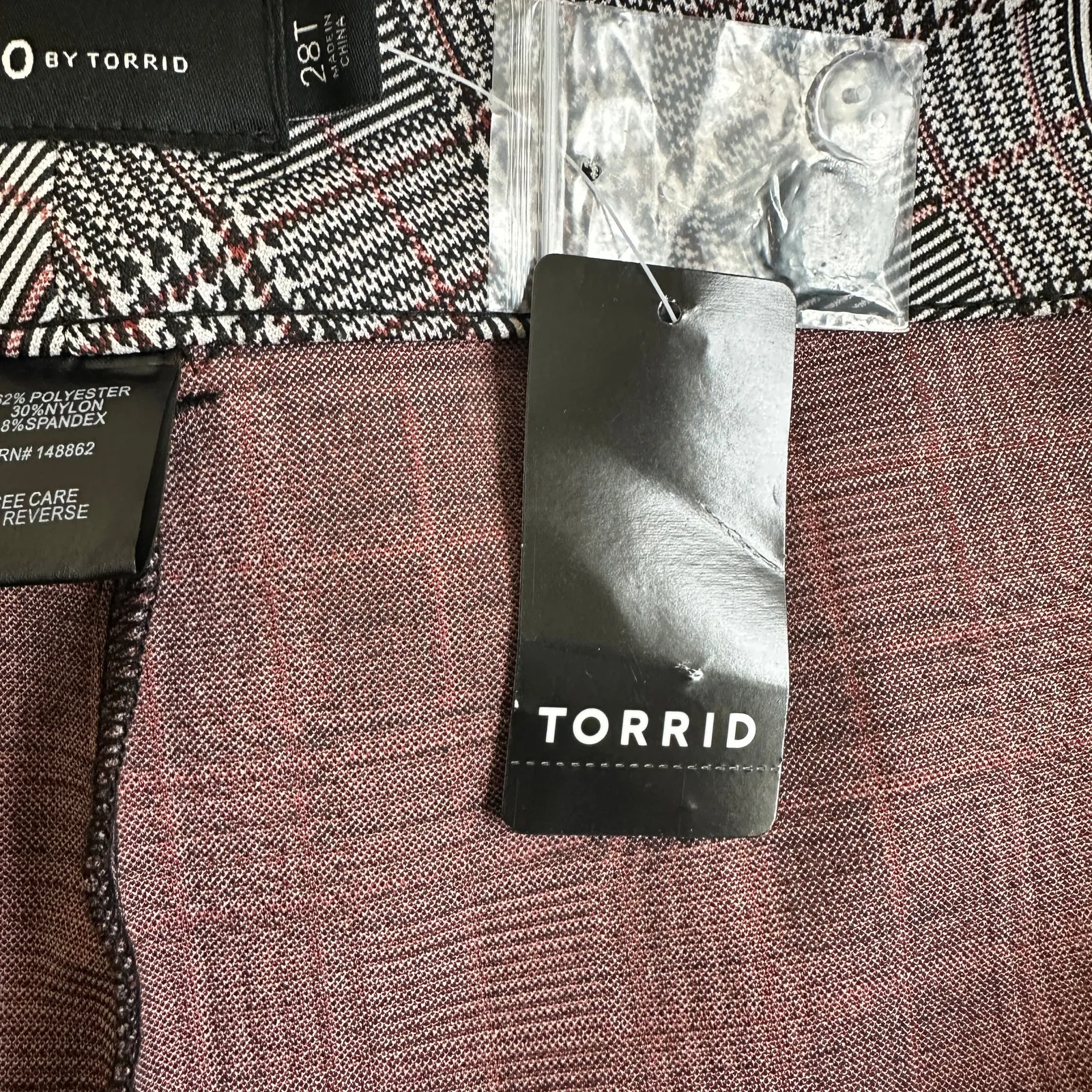 NWT Torrid Bootcut Pants Womens 28T Black White Plaid High Rise Dark Academia - Image 9