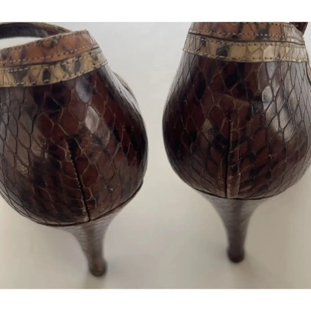 Vintage Via Spiga Snake Skin Leather Brown Multicolor Women’s Sz 8 Italy RARE - Image 11