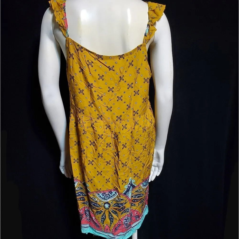 Shein Burnt Yellow Patterned Bohemian Dress (S) - Image 9