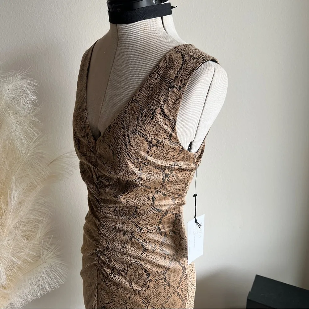 NWT  Sleeveless Neutral Tan Snake Mini Dress - Image 5