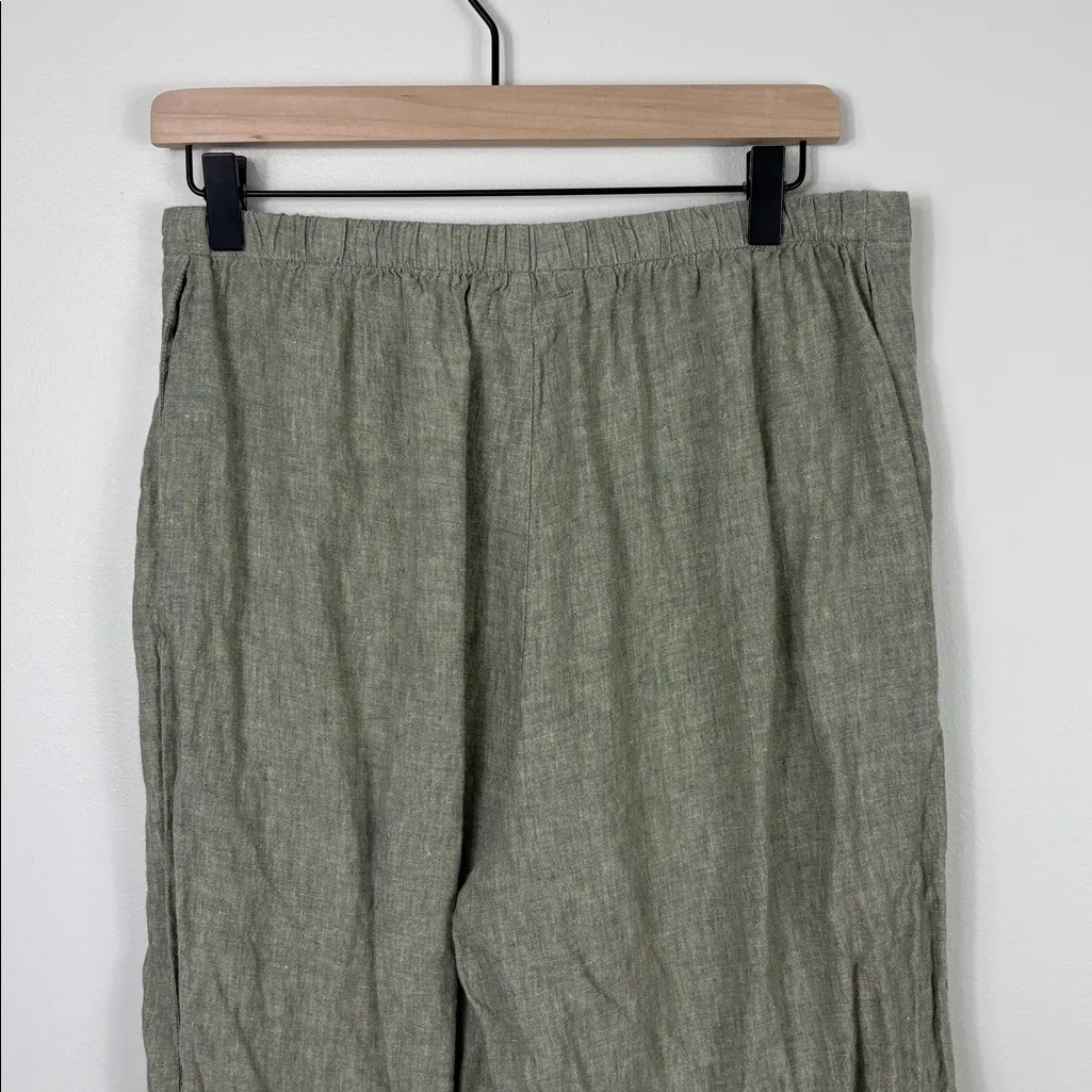 Flax Wide Leg Pants 100% Linen Women’s Size Small Sage Green Lagenlook - Image 8