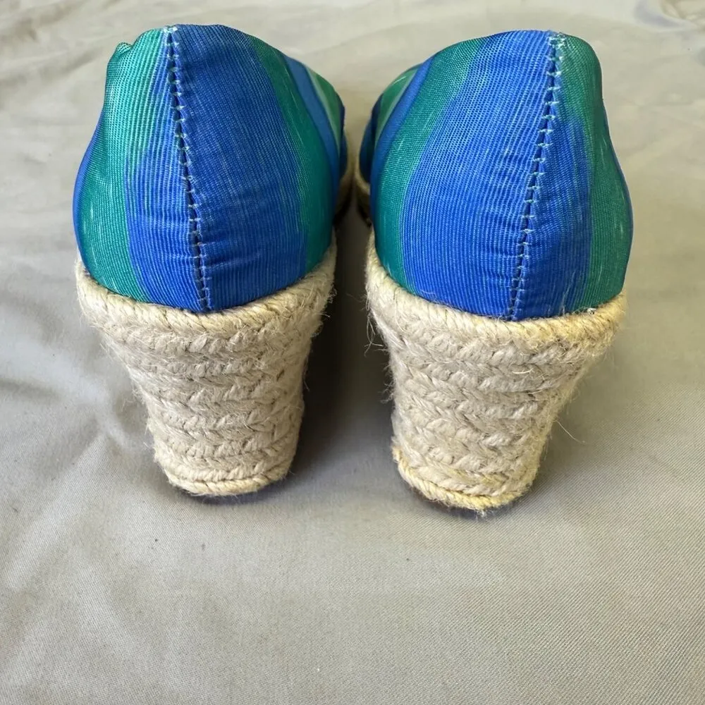 Soft Style Shoes Women Size 6.5 Medium 3 Inch Wedge Heel Hush Puppies Company Blue - Image 3