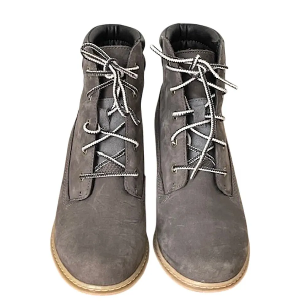 Timberland Wedge Bootie Nubuck Leather Gray Ankle Boots - Image 3