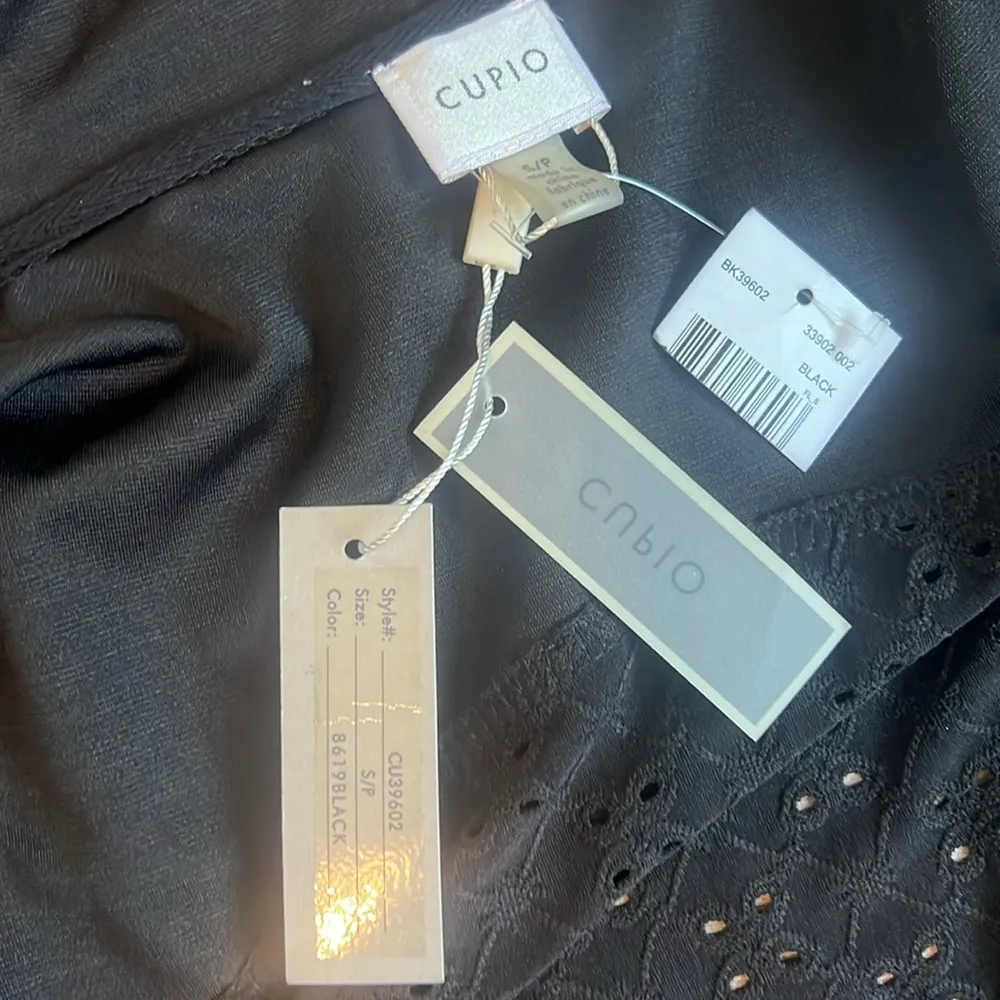 Cupio Short Sleeve Sweater Black See Through Open & Loose Knit SMALL NWT #104 - Image 9