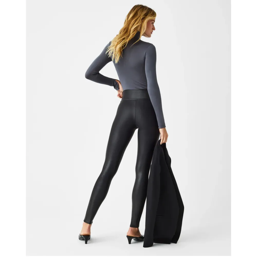 SPANX Women's Faux Leather Leggings Shaping Lifting Compression Black sz. XS - Image 3