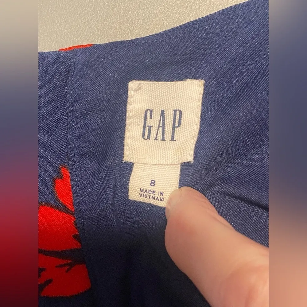 Gap Navy Blue/Red Fit and Flare Floral Sleeveless Dress - Image 6