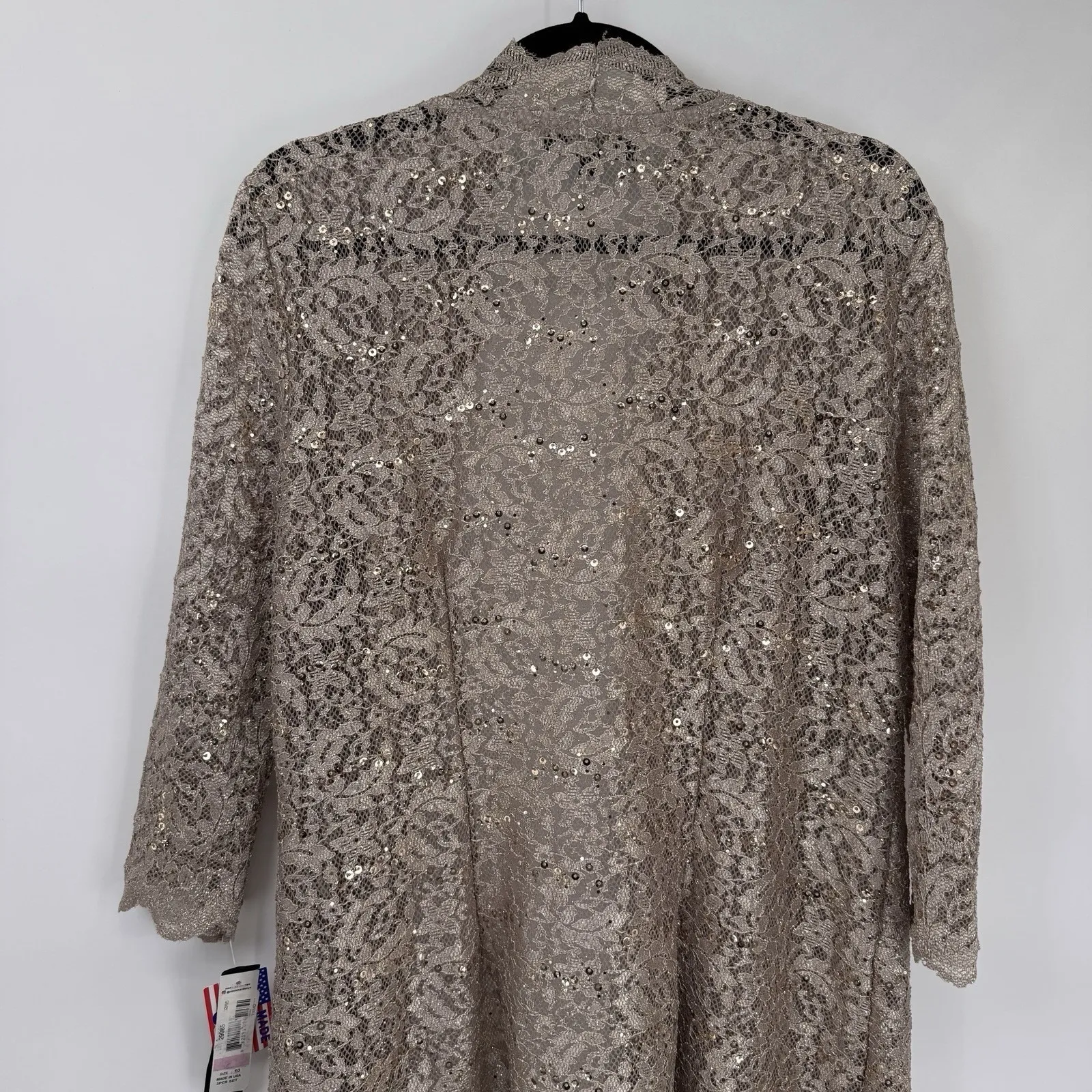 Vintage R&M Richards Cardigan Womens 10 Gold Lace Sequin Festive NEW - Image 8