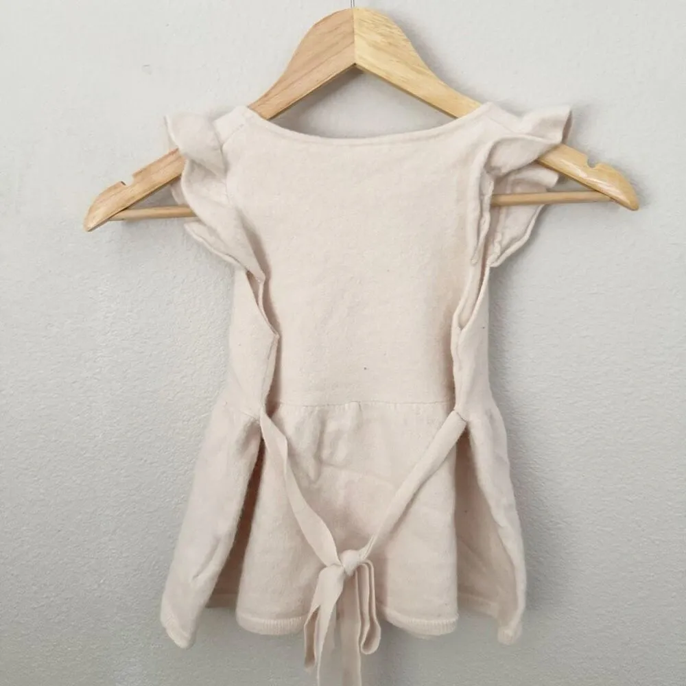 FREE PEOPLE | Boiled/felted Lambs Wool Ivory Babydoll Blouse Knit Flutter | XS - Image 2