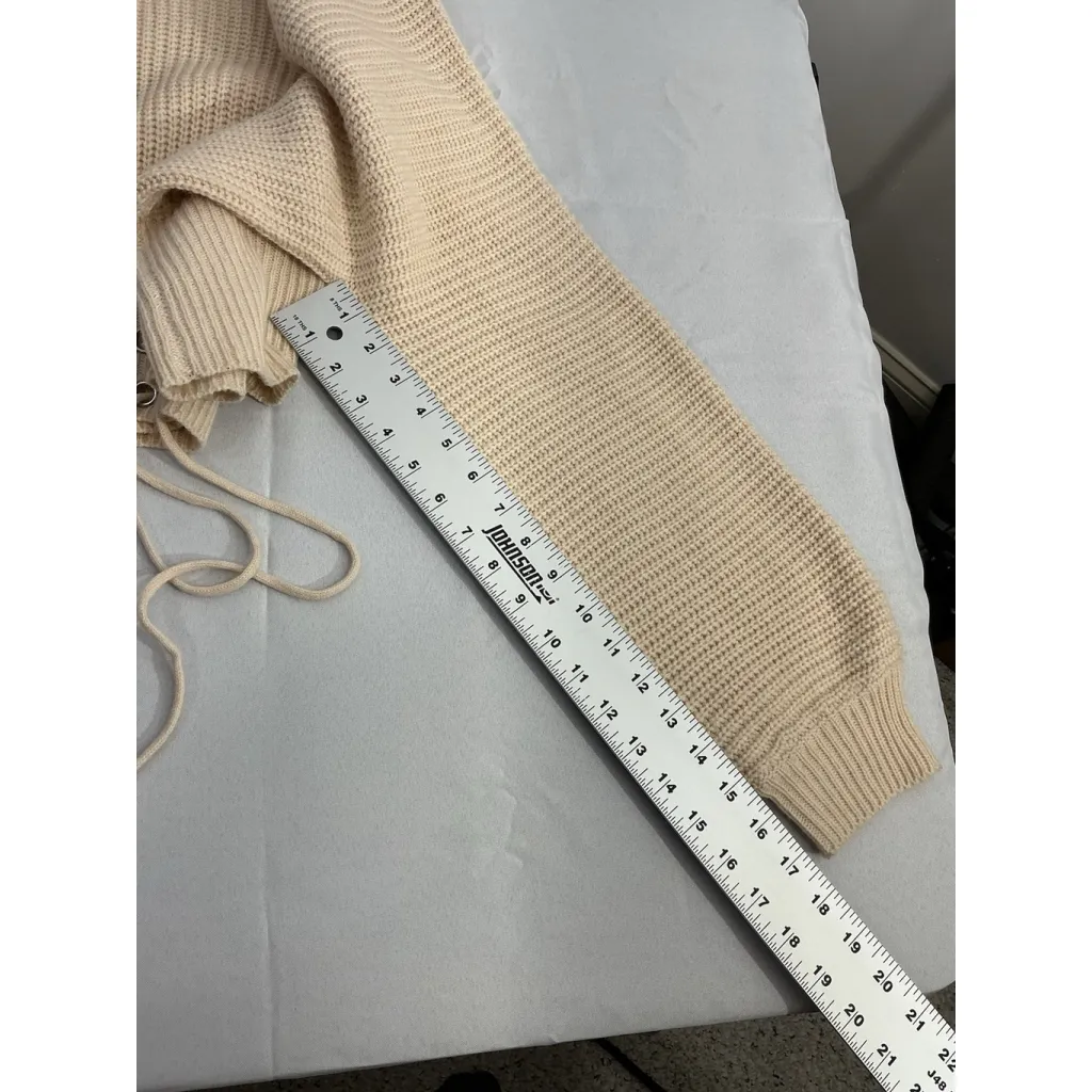 Womans Blue Bluish Large Pink Pull Over Long Sleeve Tie Front Sweater - Image 8