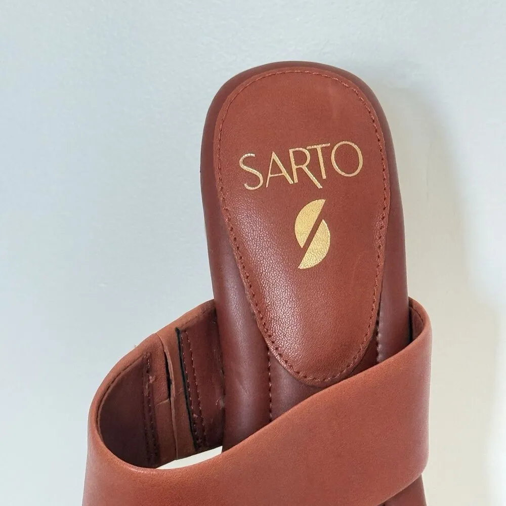 HEELS‎ SARTO GOLDIE RUST LEATHER TOE HOLDER 8 ANTHROPOLOGIE marron brown - Image 2