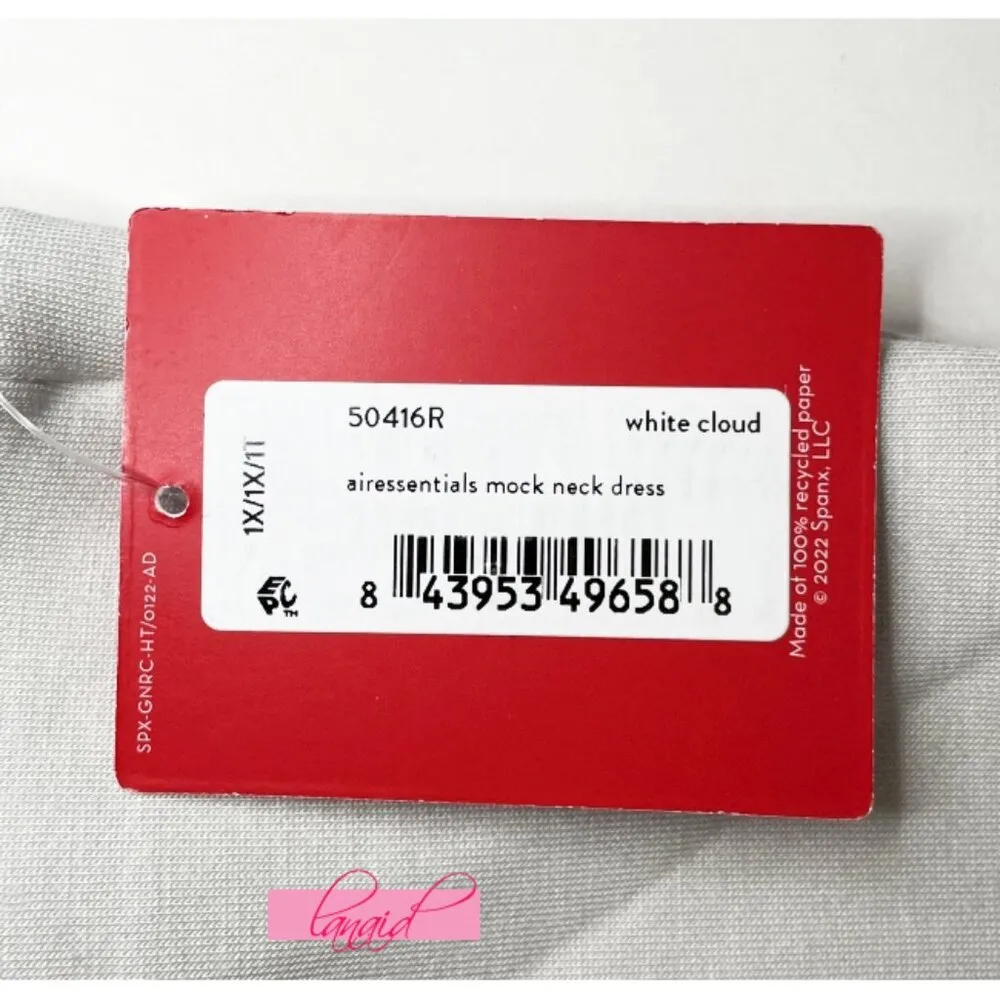 AirEssentials Mock Neck Dress Cloud Ivory Grey Soft High Sleeveless Shift - Image 9