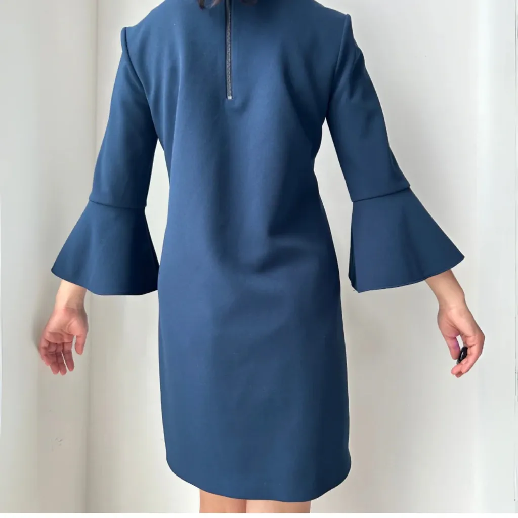 Tibi | Structured Crepe Bell Sleeve Sheath Dress 8 - Image 2