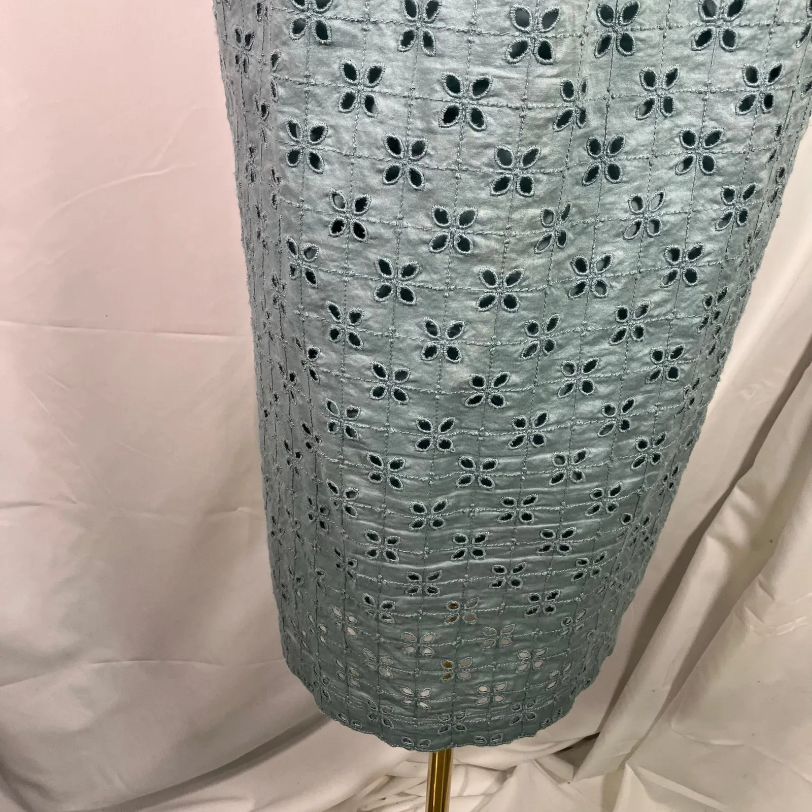 GAP XXS Blue Eyelet Shirt Dress Button Front Short Sleeve Preppy Coquette‎ - Image 11