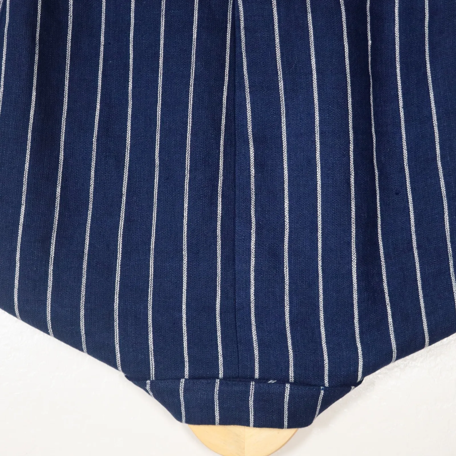 Polo Ralph Lauren Women's Double Breasted Pinstripe Linen Blazer Size 12 Navy - Image 5