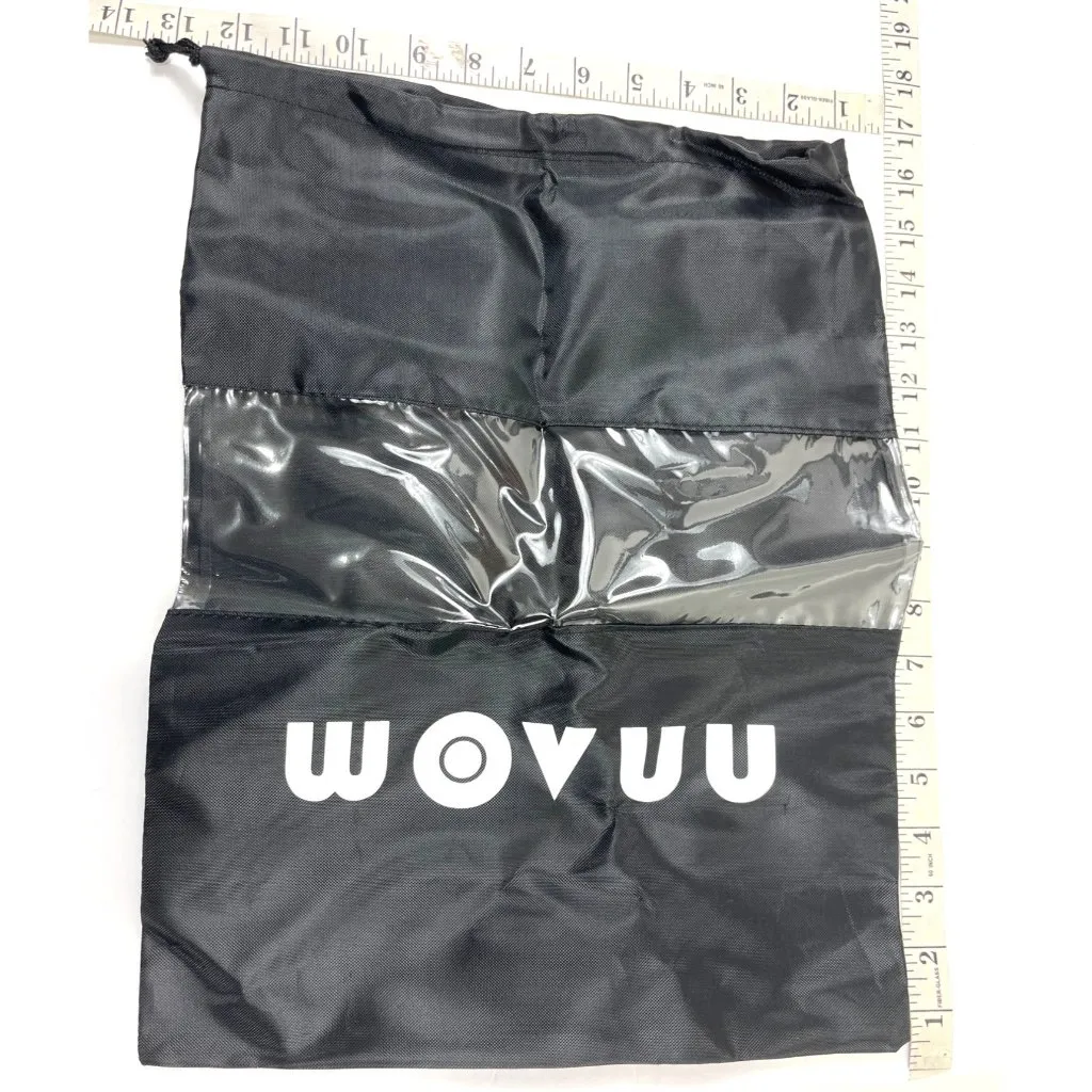 Wovuu Black Nylon Drawstring Bag W/Clear Panel Storage Organizer 13"x10" Durable - Image 2