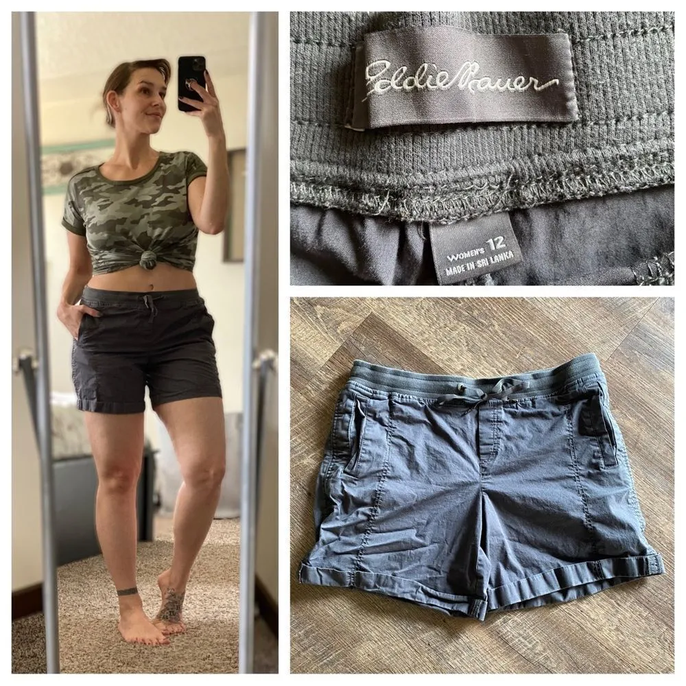Eddie Bauer Shorts Pull On Grey 12 Cotton Athleisure - Image 5