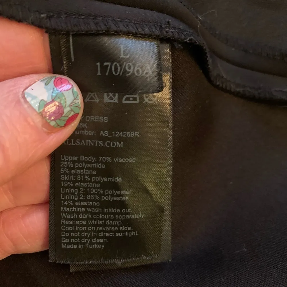 All Saints Black Sandy split sleeve Dress two tone Size L Large EUC - Image 10