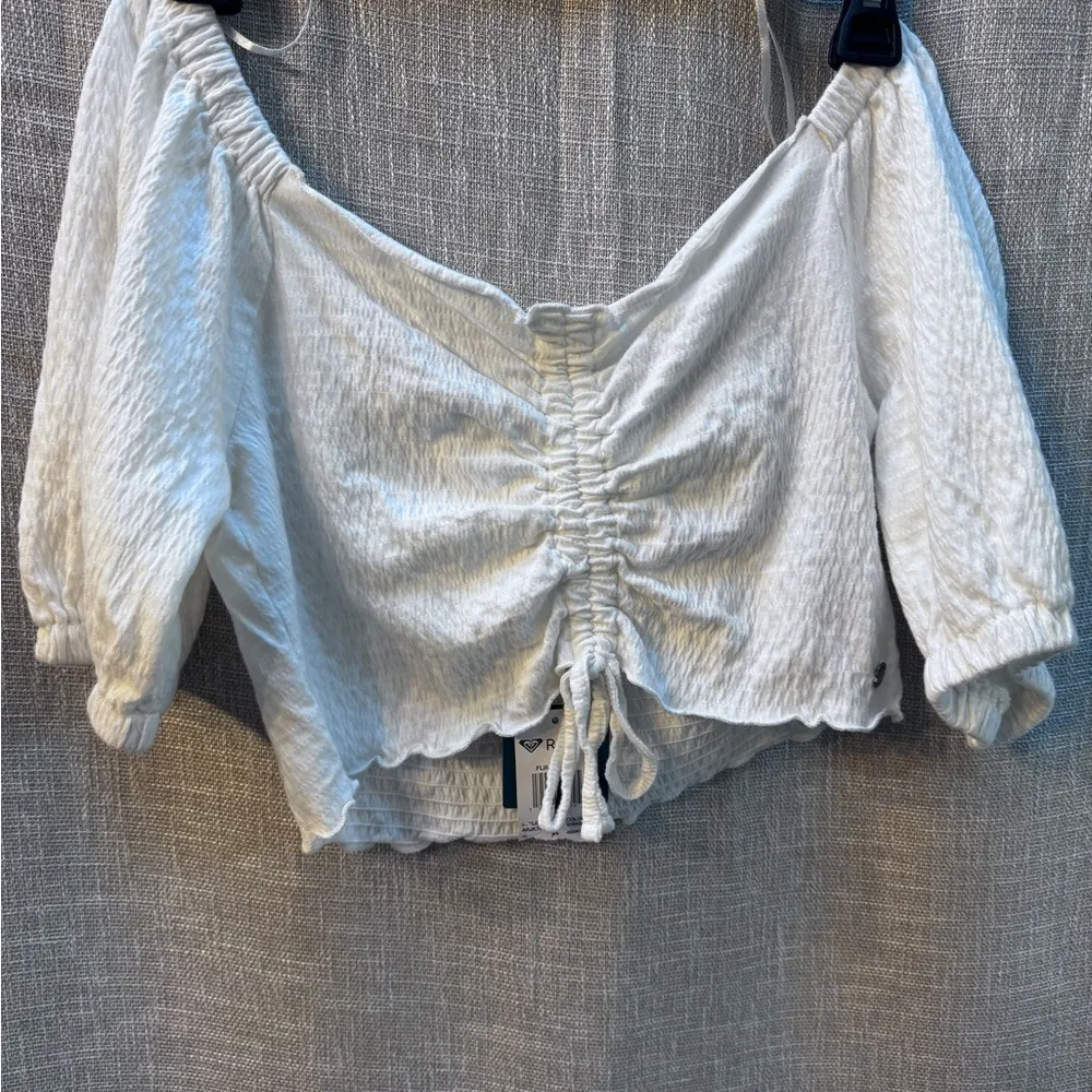 Roxy Flirty Walk Ruched Crop Top size XL, white - Image 5