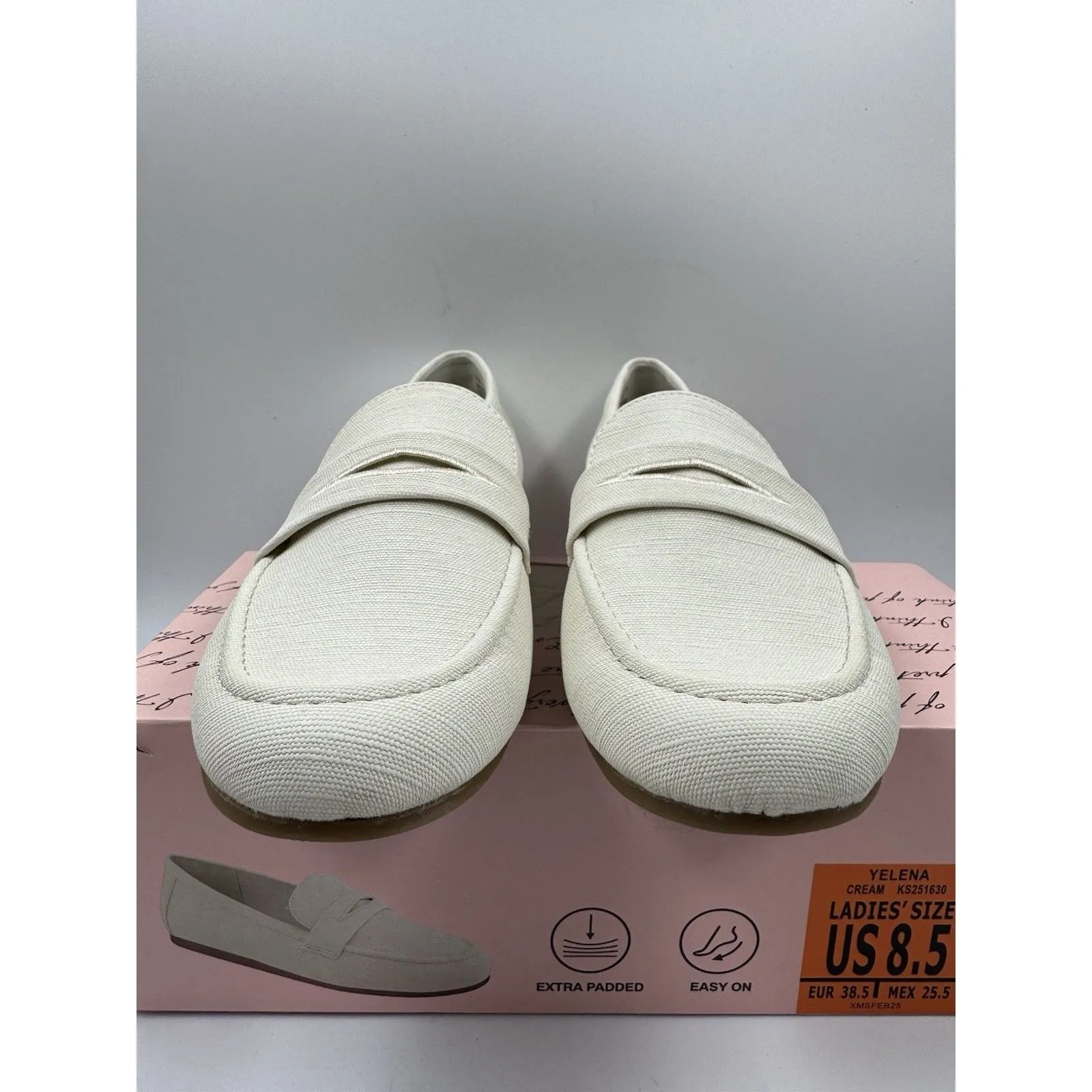 Kensie Womens 8.5 Shoes Beige Loafer Slip-On Canvas Padded Flexible Lightweight - Image 2