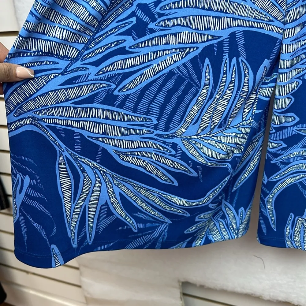 Women's Blue Palm Tropical Halter Jumpsuit/Romper Sz 10 Sleeves - Image 6