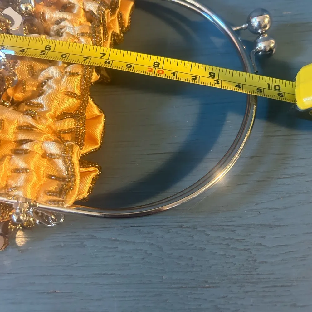 Shoulder Bag Purse Beaded Large Gold Sequins Statement Bag Evening Yellow - Image 5