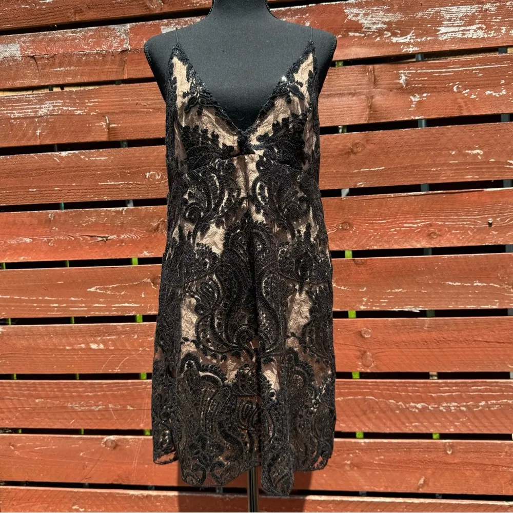 Free People Night Shimmers Black Lace & Sequin Mini Dress - Image 2