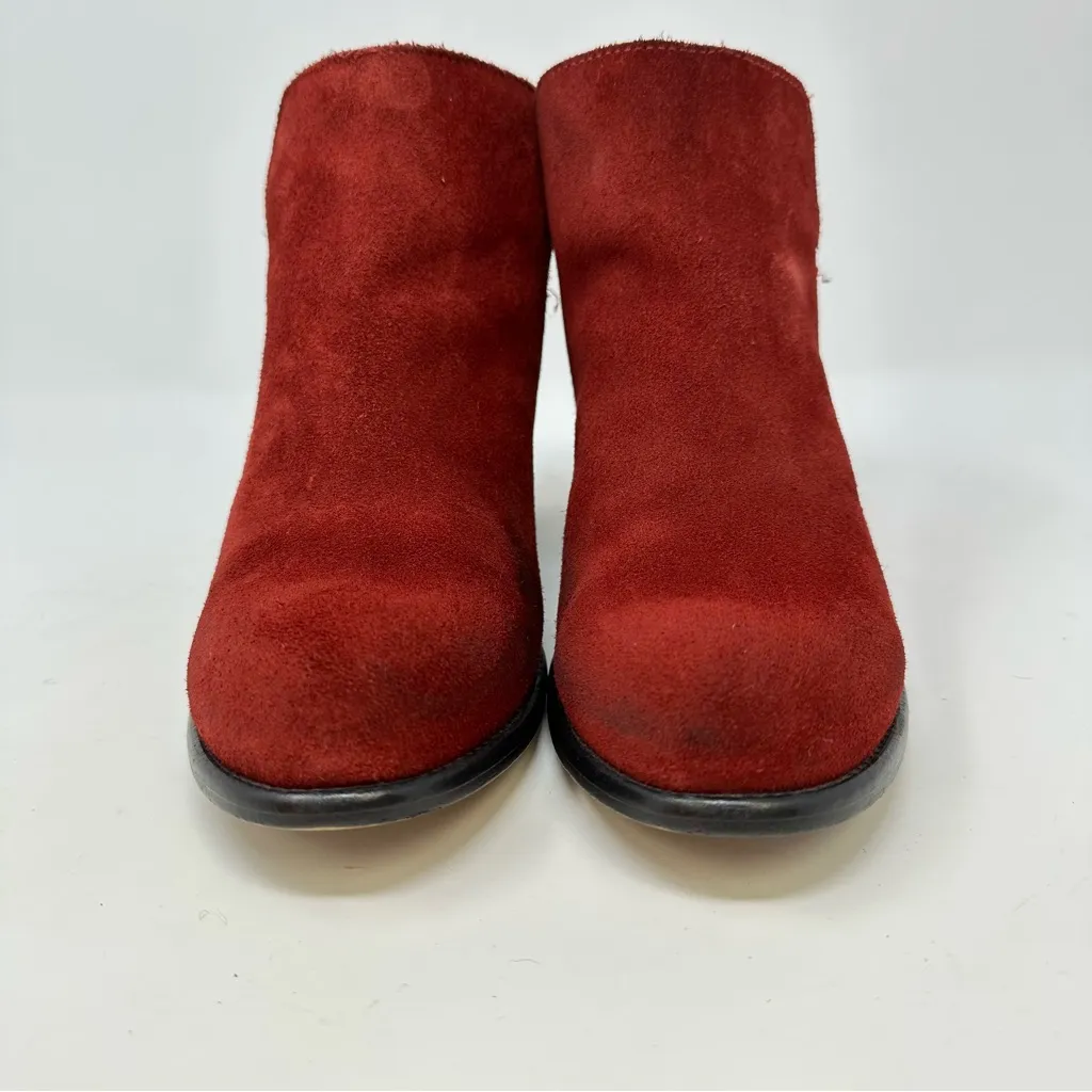 Revolve CHIO Suede Leather Zip Booties Red Size‎ 39 Size 8.5 - Image 2
