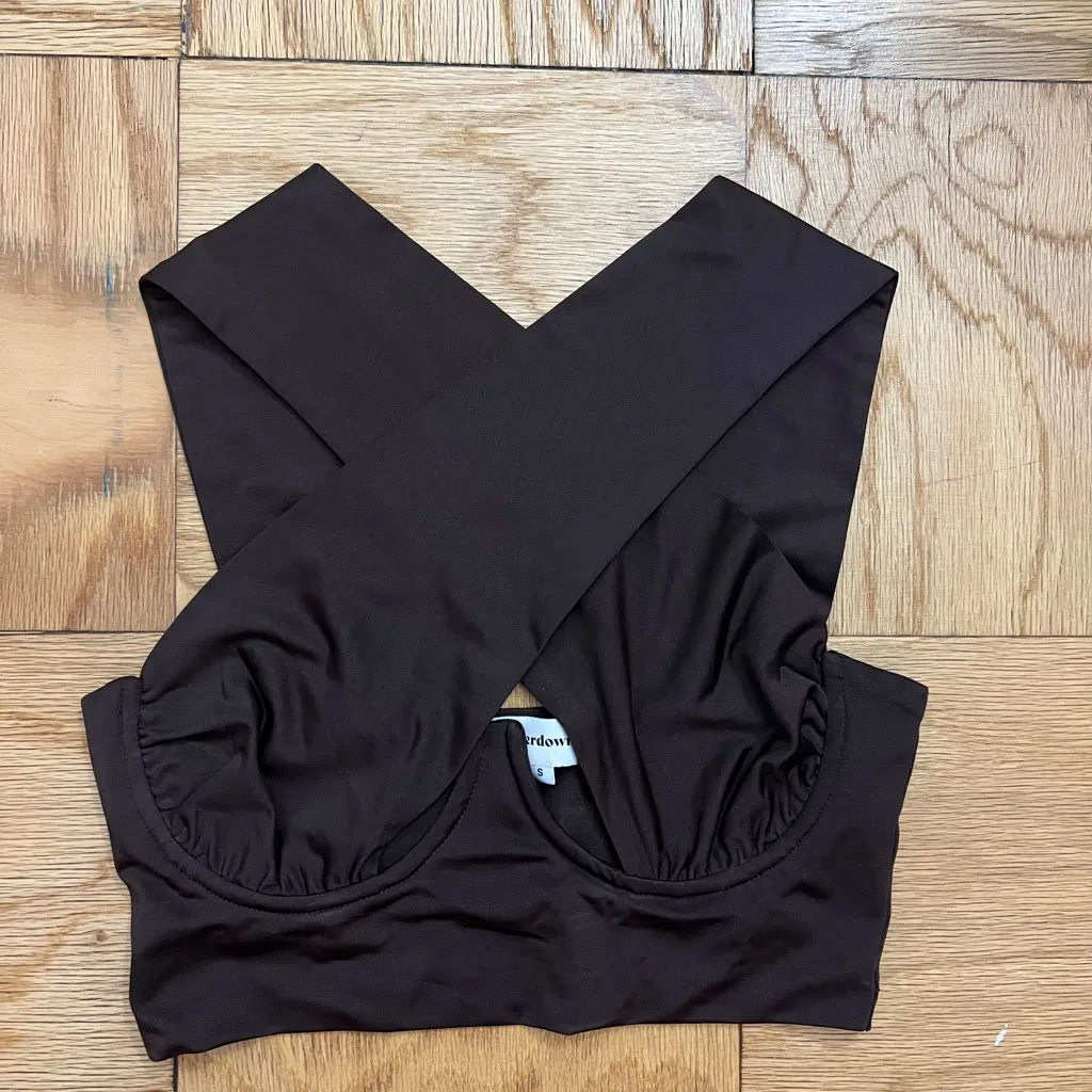 superdown  Kacie Cross Over Top in Brown - Image 2