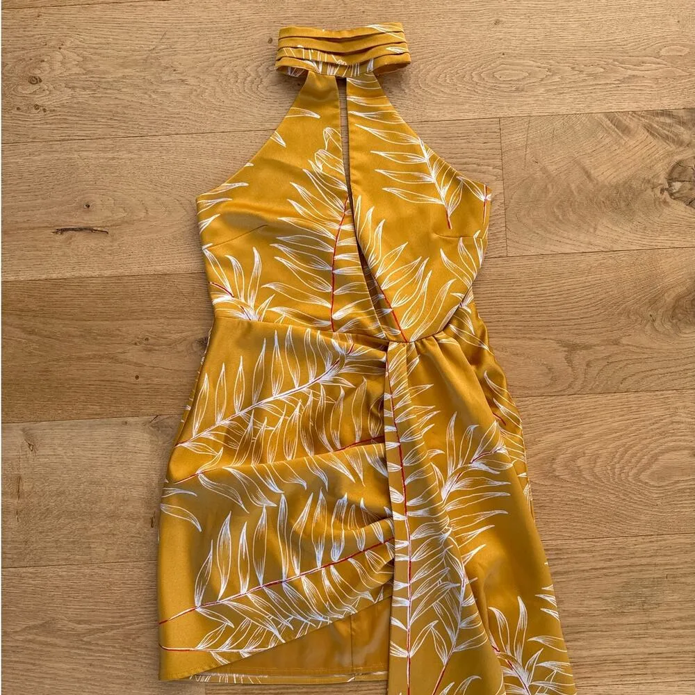 Camila Coelho - Antonia High Neck Mini Dress in Tropical Gold White & Red - Image 2