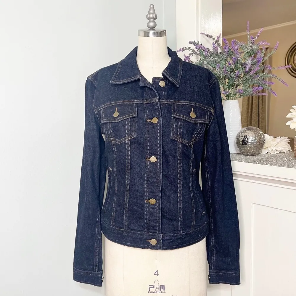 Ralph Lauren Denim Trucker Jean Jacket Dark Blue Size Small - Image 4