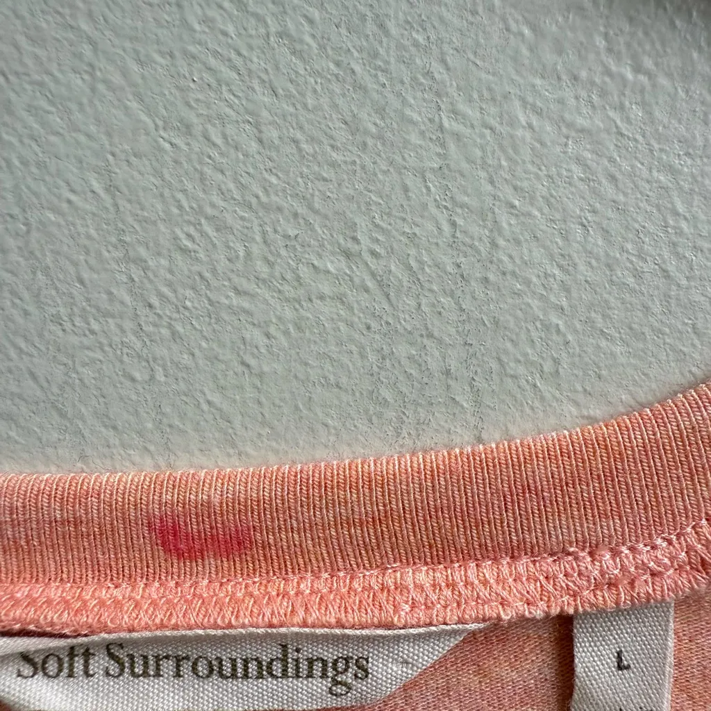 Soft Surroundings Malla Pullover Vneck Shirt orange Peach Tee Size Large - Image 4