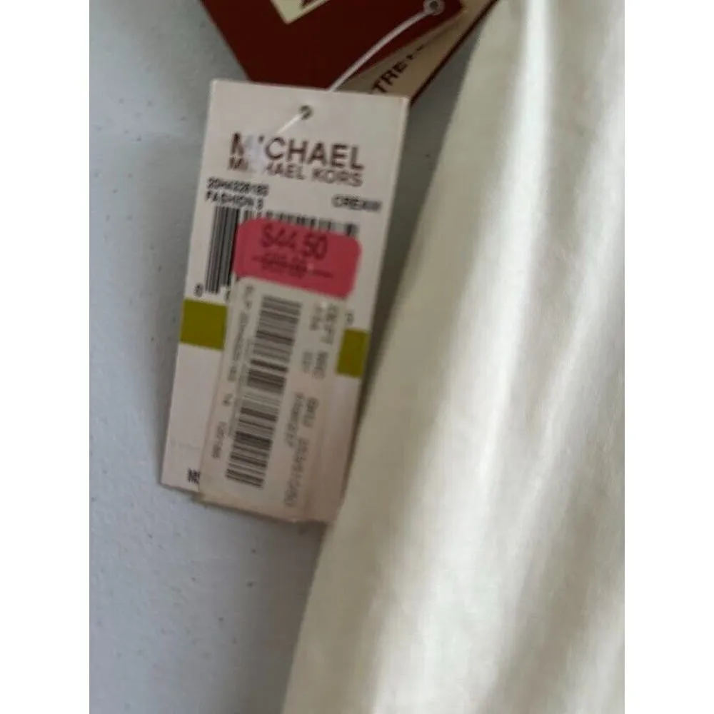 Michael Kors Womens Pants Gold Belt Stretch Straight Cream Size 14 Office Dress - Image 5