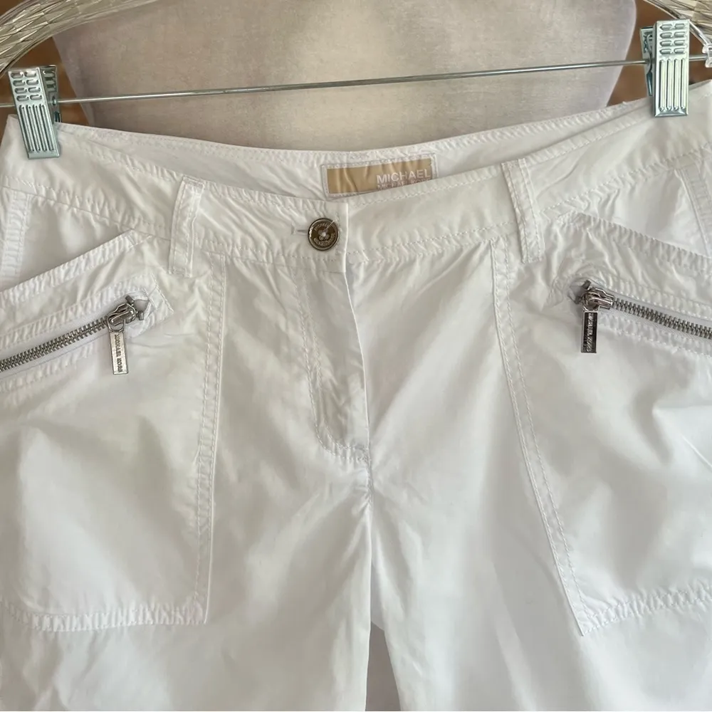 Michael Michael Kors Bermuda White Zipper Pocket Cotton Shorts 4 - Image 3