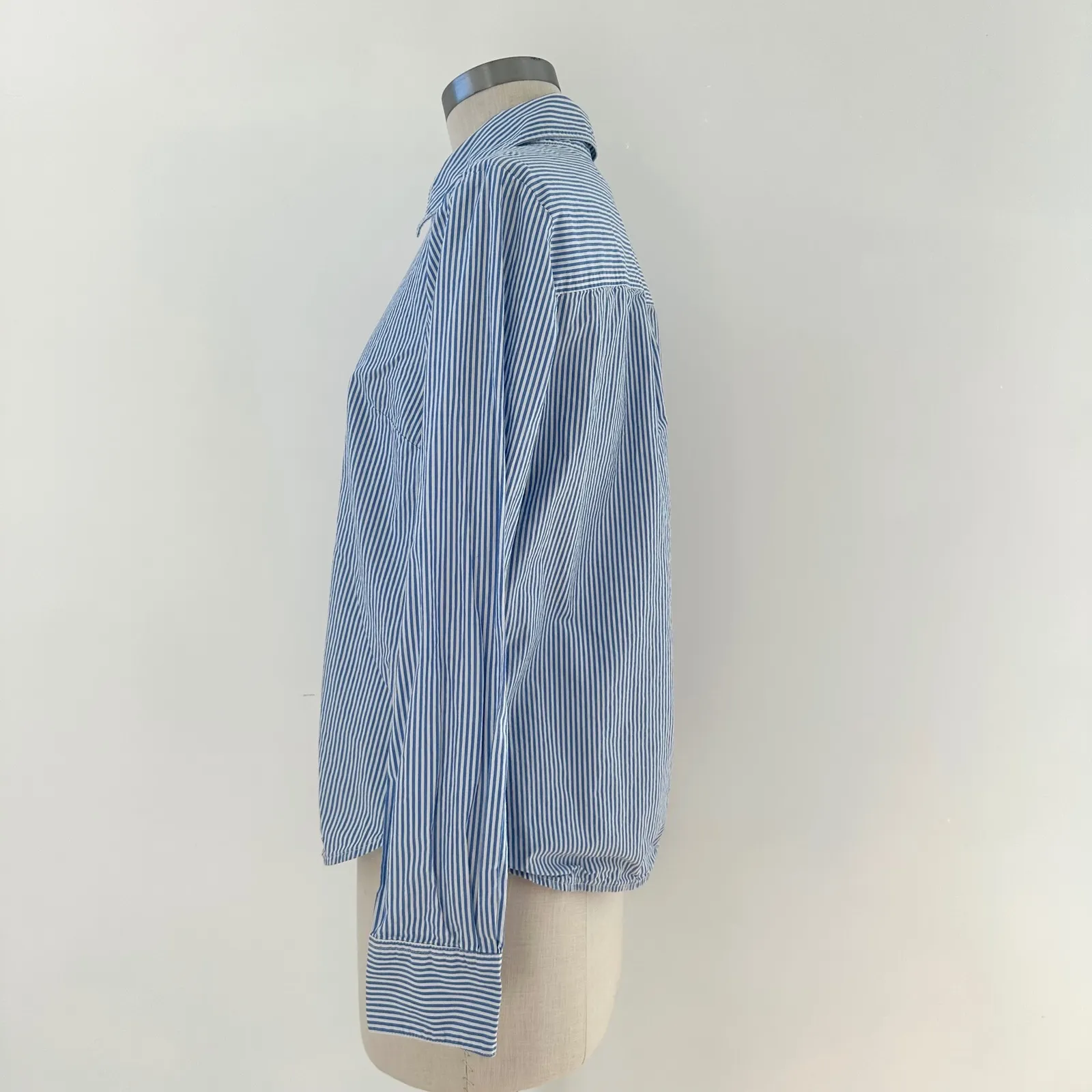 BODEN Blue Sienna White Stripe Button Up Shirt Women US 4 Classic Fit Cotton - Image 7