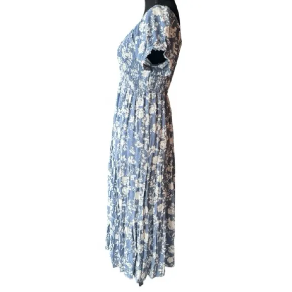 Ultra Flirt Blue and White Floral Smock tiered ruffle Midi Dress NWT XL - Image 2