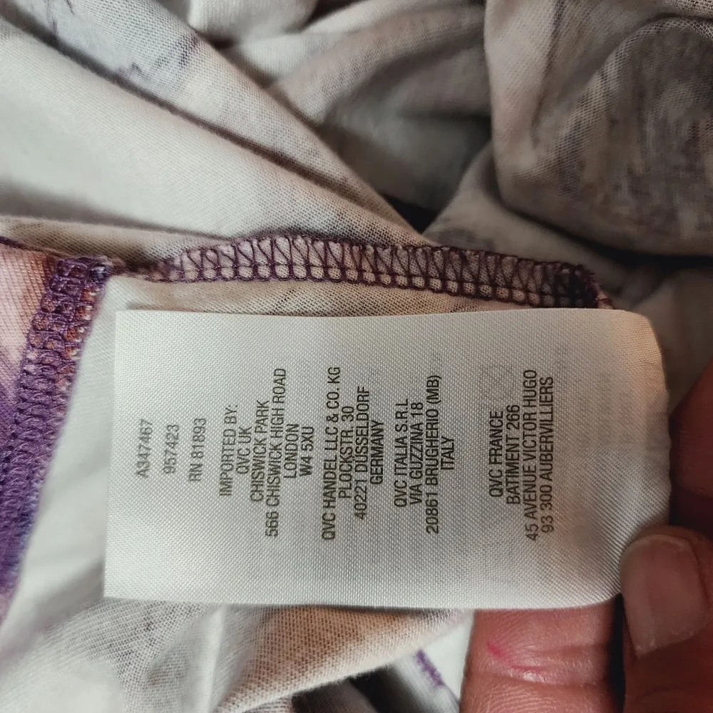 LOGO by Lori Goldstein Purple Watercolor Printed Cotton Modal Top Size Small - Image 9