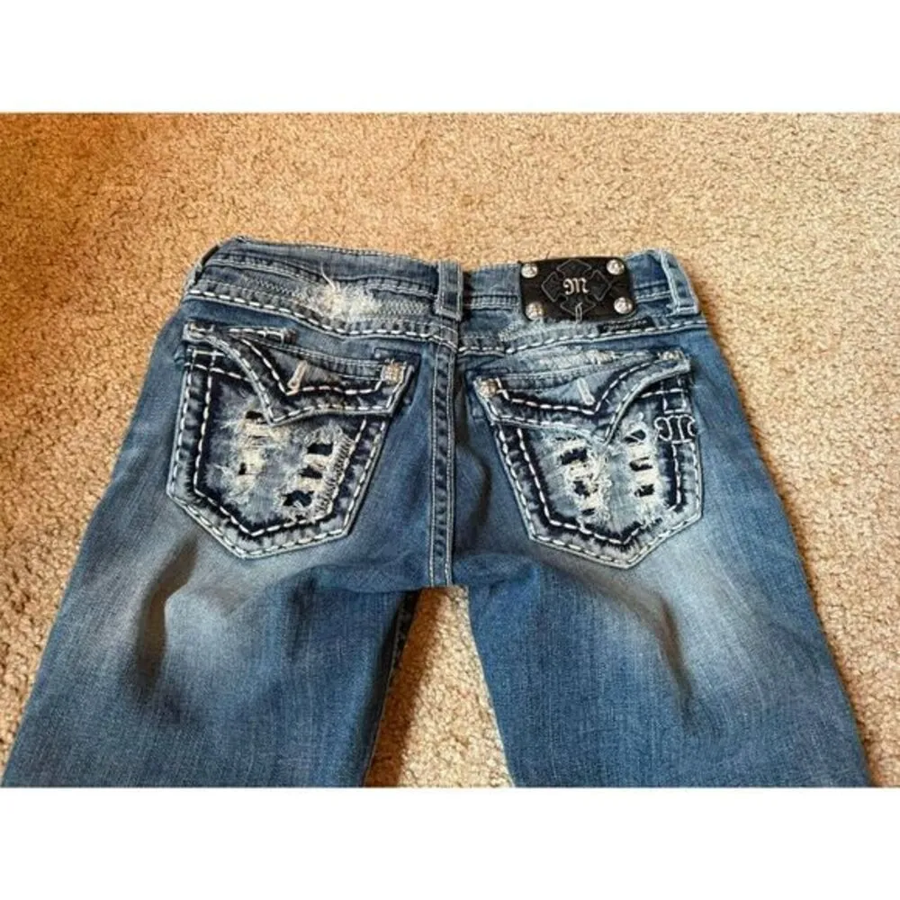 Miss Me Distressed Bermuda carpis shorts with Embellished Pockets - Cutoff Style - Image 3