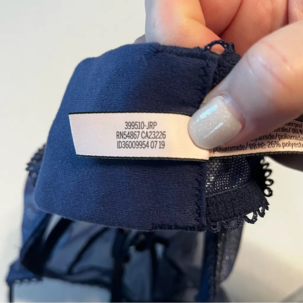 Victoria's Secret Womens Size 34B 34 B Blue Metallic Mesh Unlined‎ Underwire Bra - Image 4