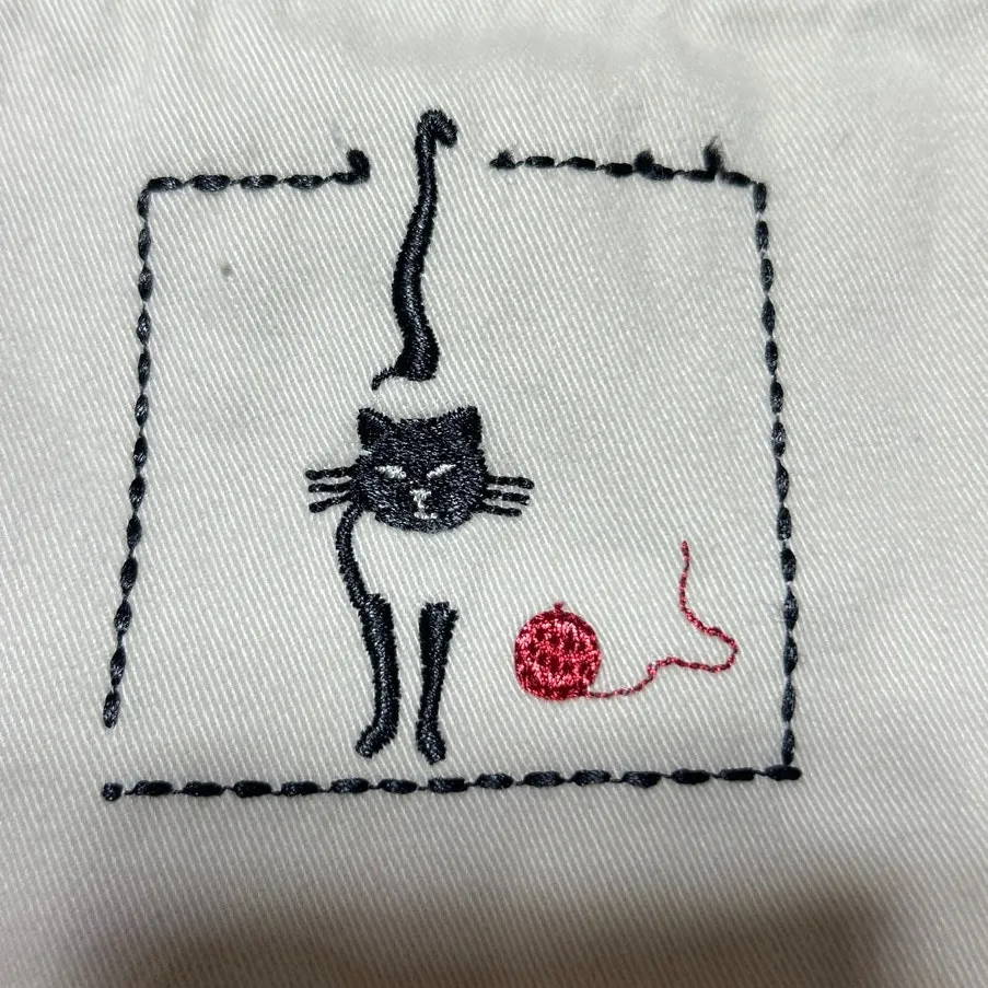 Vintage Pullover Jacket Medium Tan Embroidered Cats Drawstring Christopher Banks - Image 9