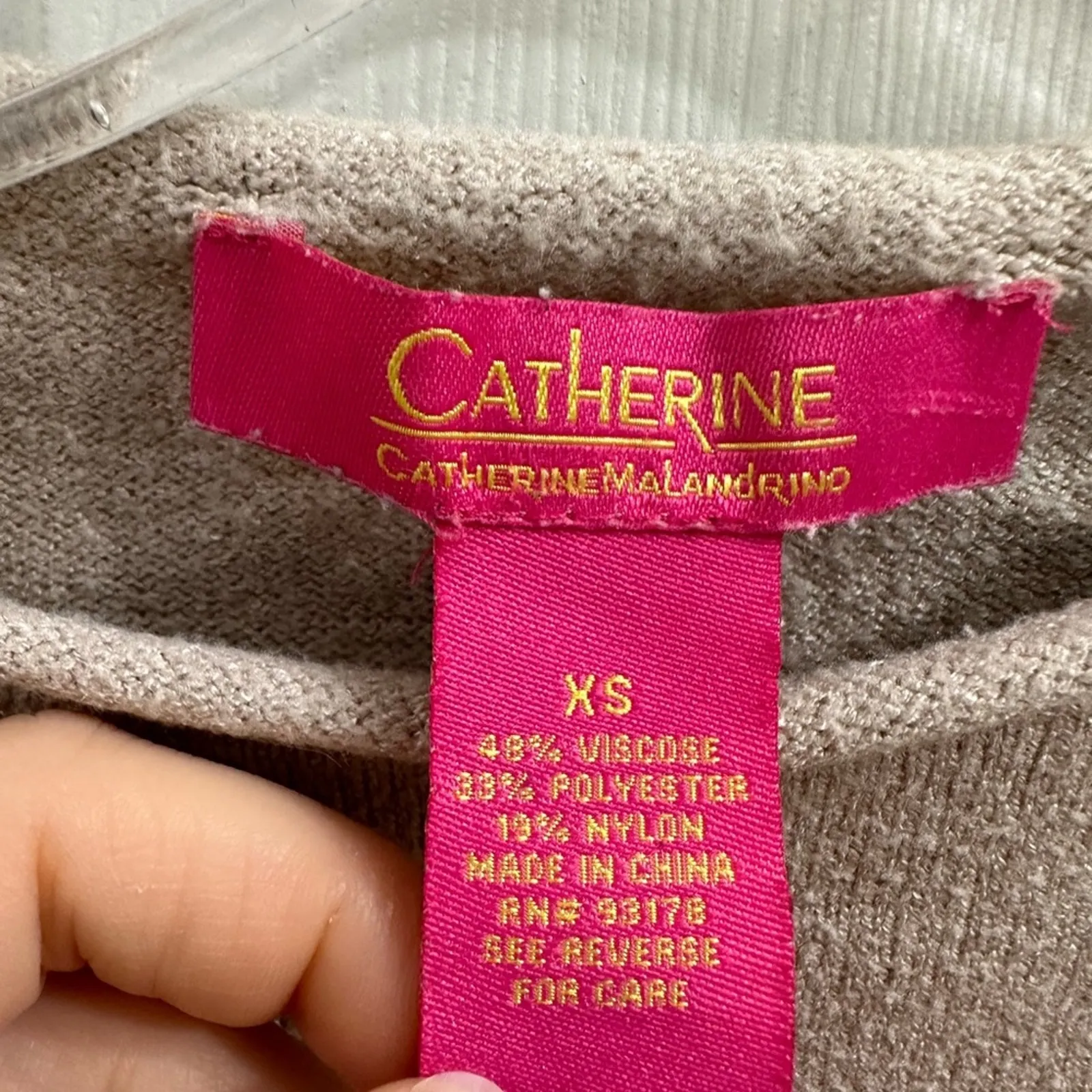 Catherine Malandrino Front Seam Split Hem Sweater Tan Beige Roll Collar XS Knit - Image 10