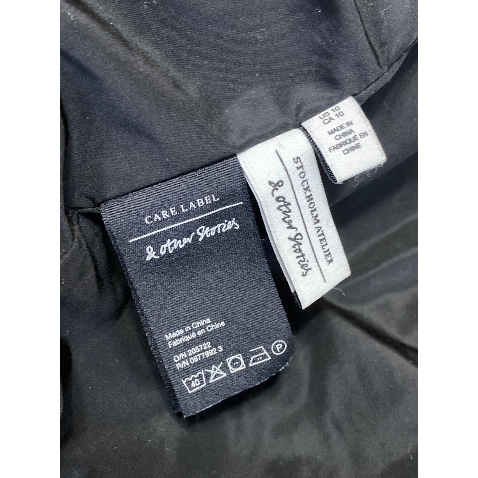 & Other Stories Women's Black Quilted Puffer Long Sleeve Oversize Jacket Size 10 - Image 4