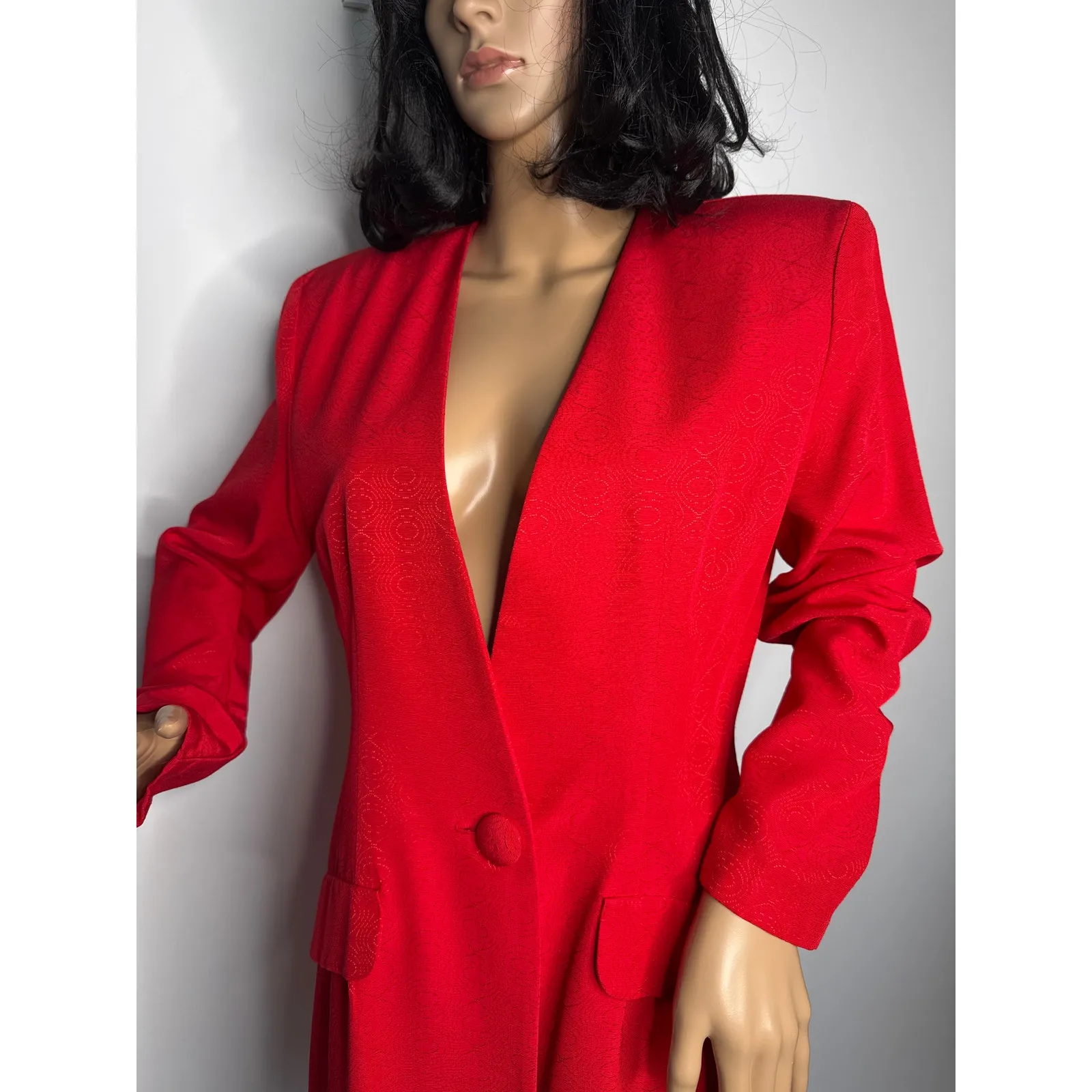 Late 1980s–Early 1990s P.J. Klein Red Textured Longline Blazer USA made Medium - Image 3