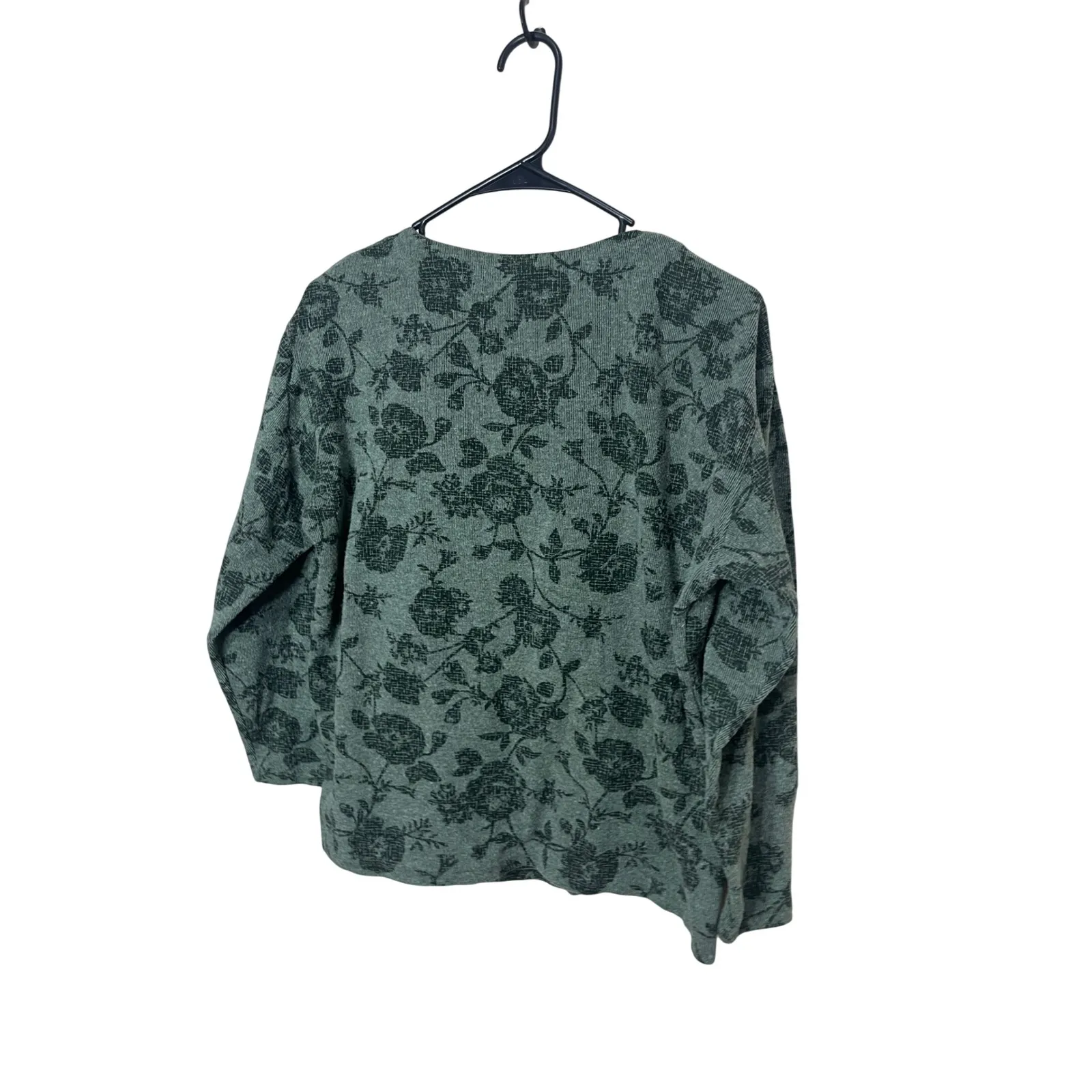 Vintage Fashion Bug Button Front Floral Cardigan Green‎ Long Sleeve Knit Large - Image 6