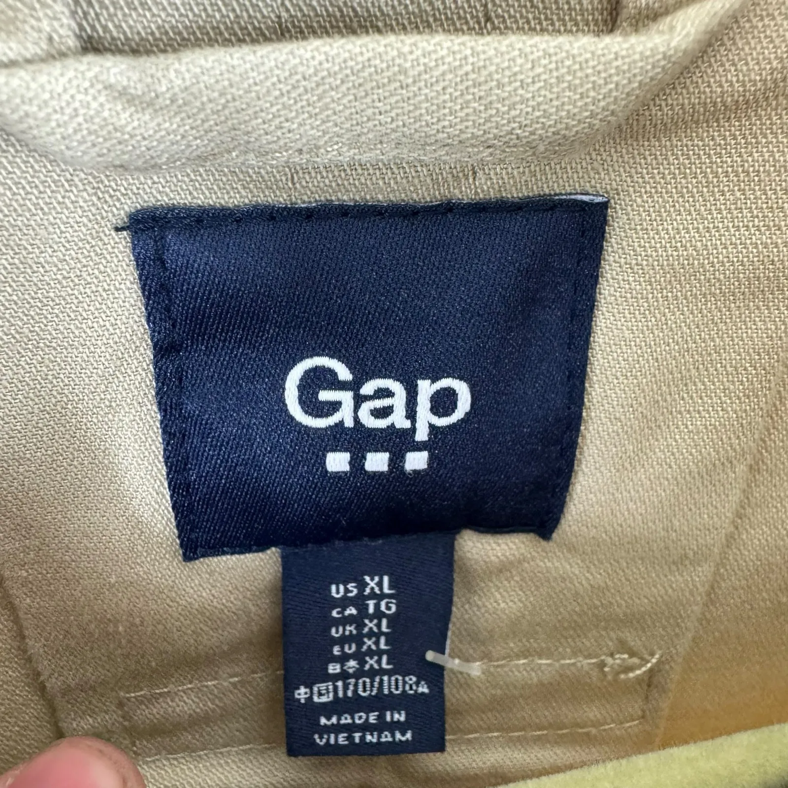 Gap Cotton Tan Lightweight Hidden Button Up Mock Neck Utility Jacket Size XL - Image 7