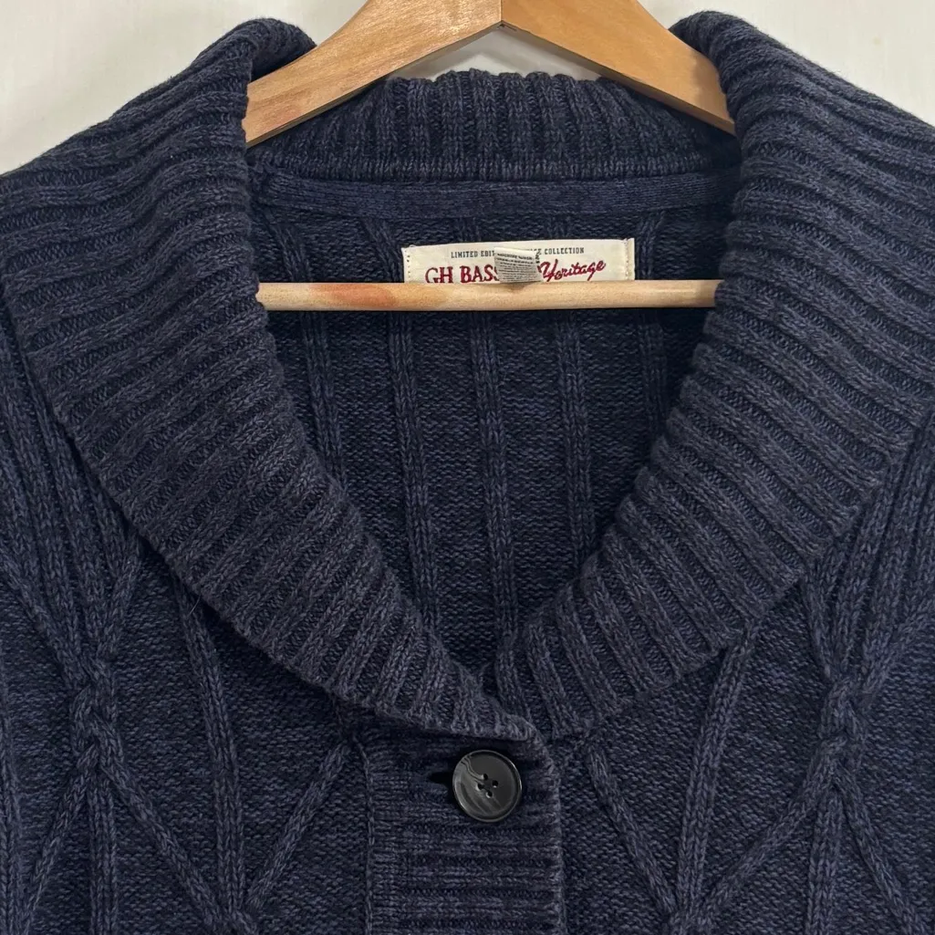 GH Bass Heritage Ltd Collection Navy Cardigan Sweater WM XS Preppy Acadamia Dad Blue - Image 3