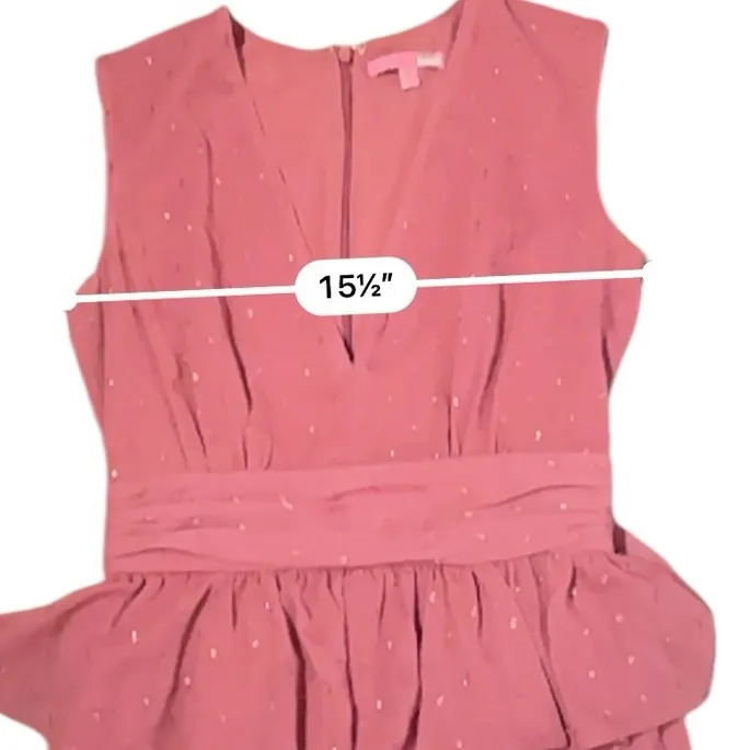 RTR LDT Pink Rose Metallic Peplum Waist‎ Sleeveless V Neck Maxi Gown Dress Sz 2 - Image 10