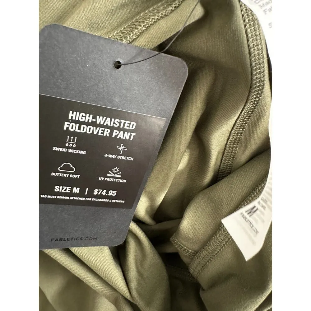 Fabletics High-Waisted Foldover Pant Green Size Medium NEW with Tags - Image 3